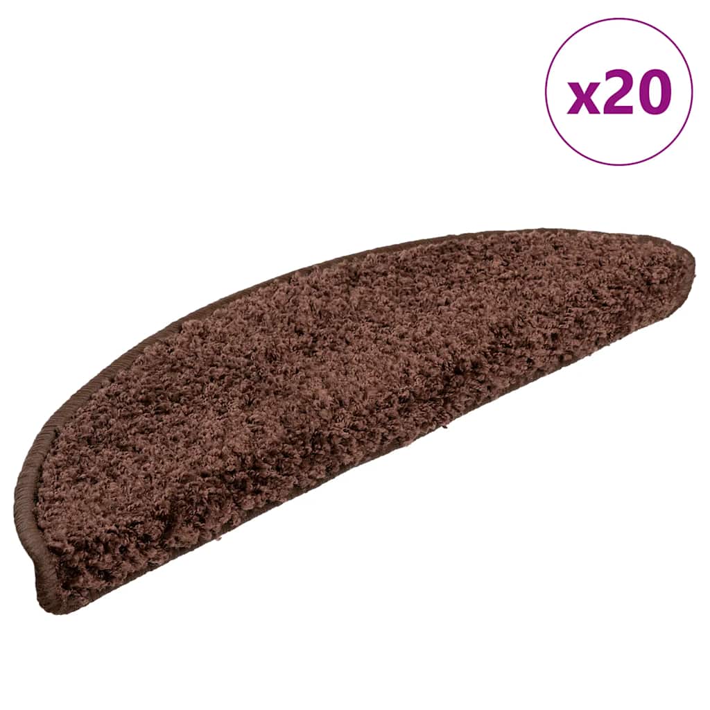 Stair Mats 20 pcs. 56x17x3 cm Brown Semicircular