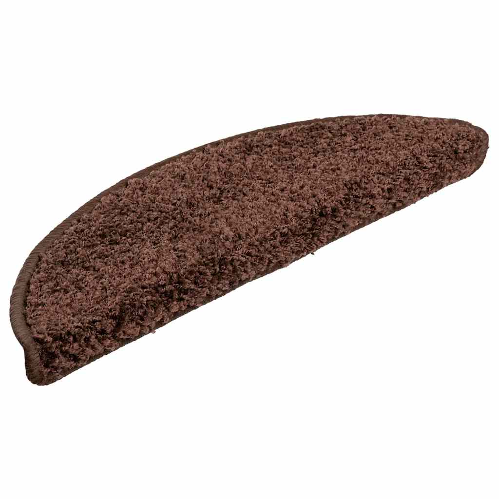 Stair Mats 20 pcs. 56x17x3 cm Brown Semicircular