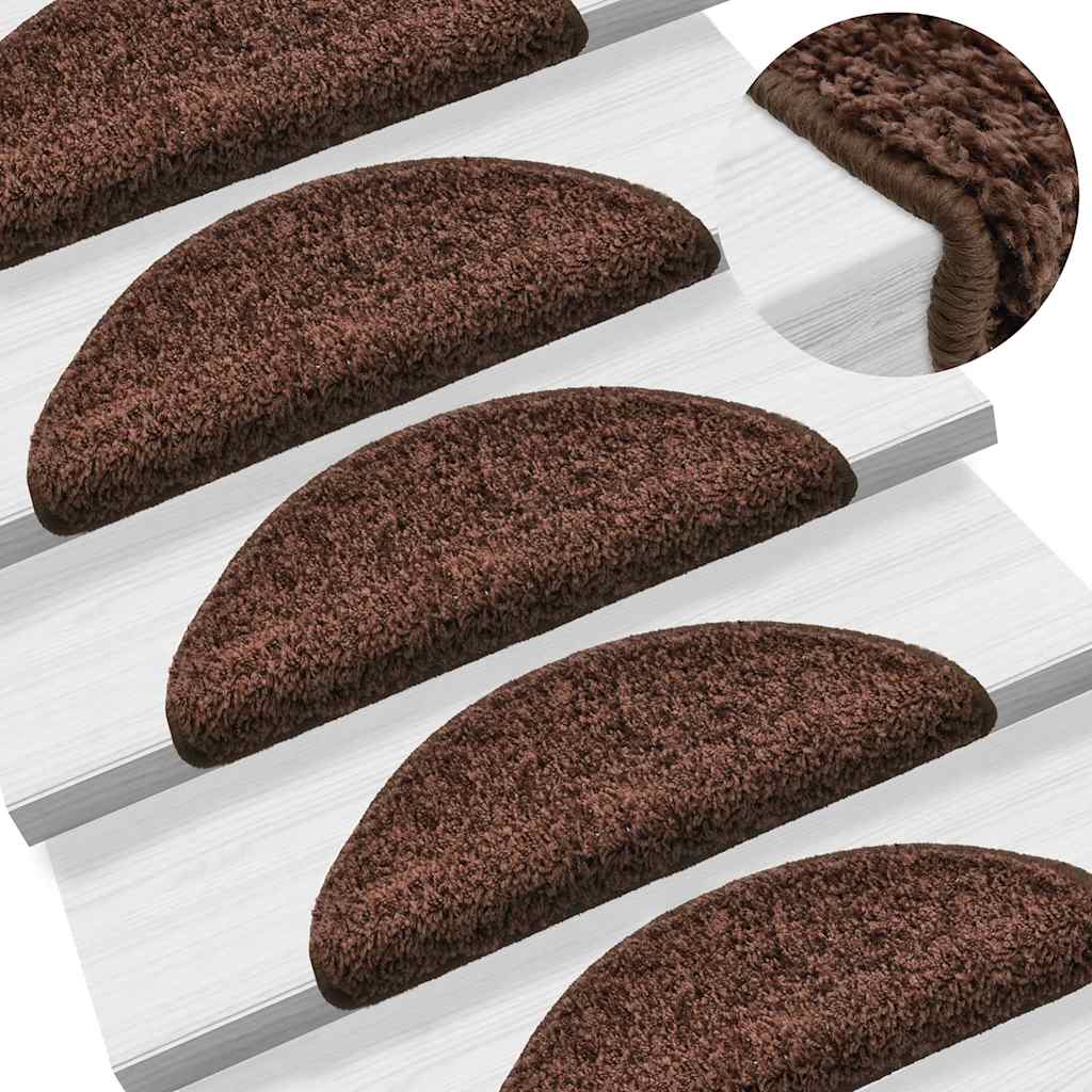 Stair Mats 20 pcs. 56x17x3 cm Brown Semicircular