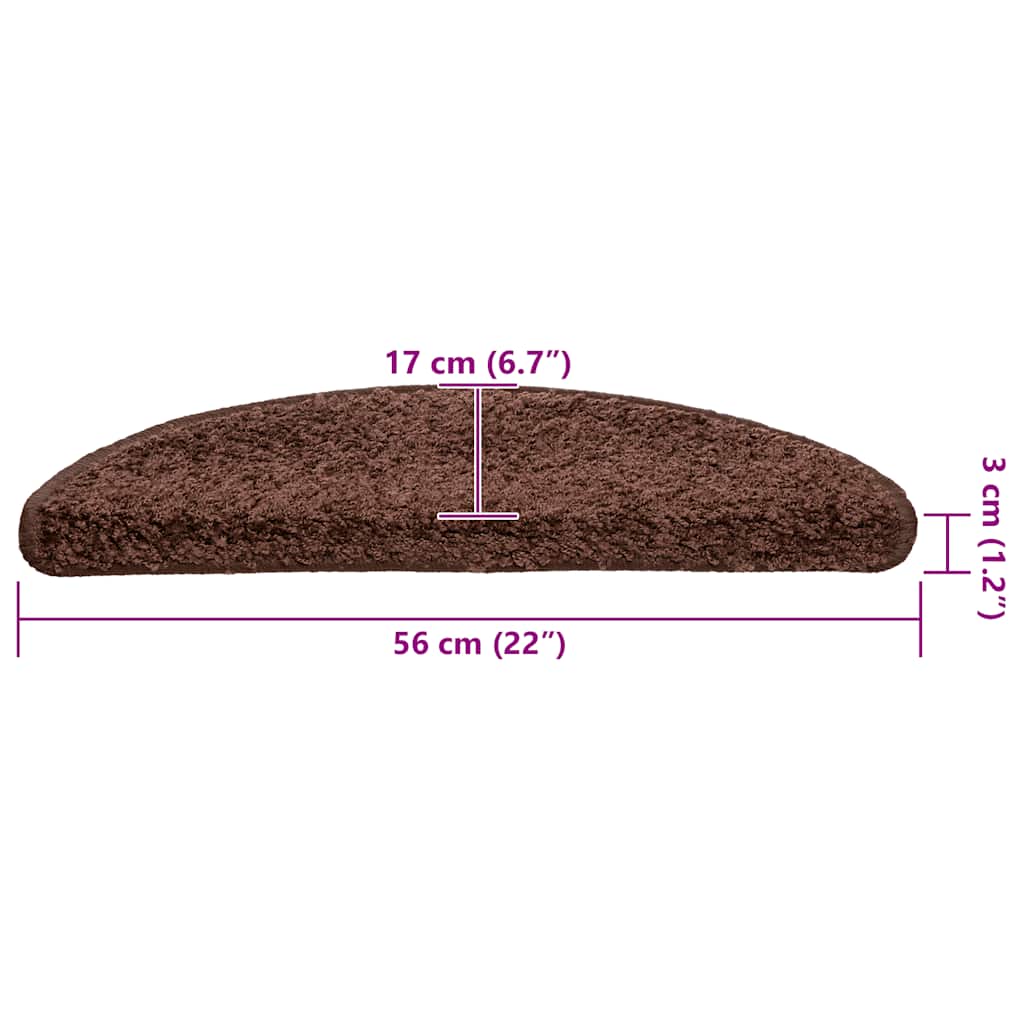 Stair Mats 20 pcs. 56x17x3 cm Brown Semicircular