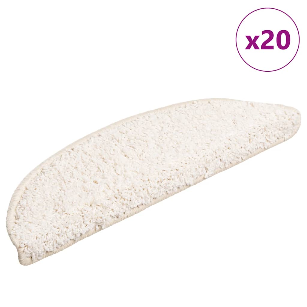 Tapis de marche d'escalier 20 pcs. 56x17x3 cm Blanc Demi-rond