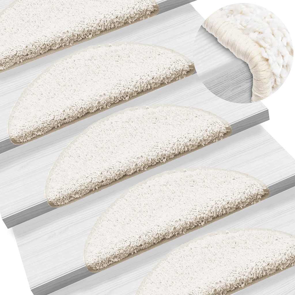 Tapis de marche d'escalier 20 pcs. 56x17x3 cm Blanc Demi-rond