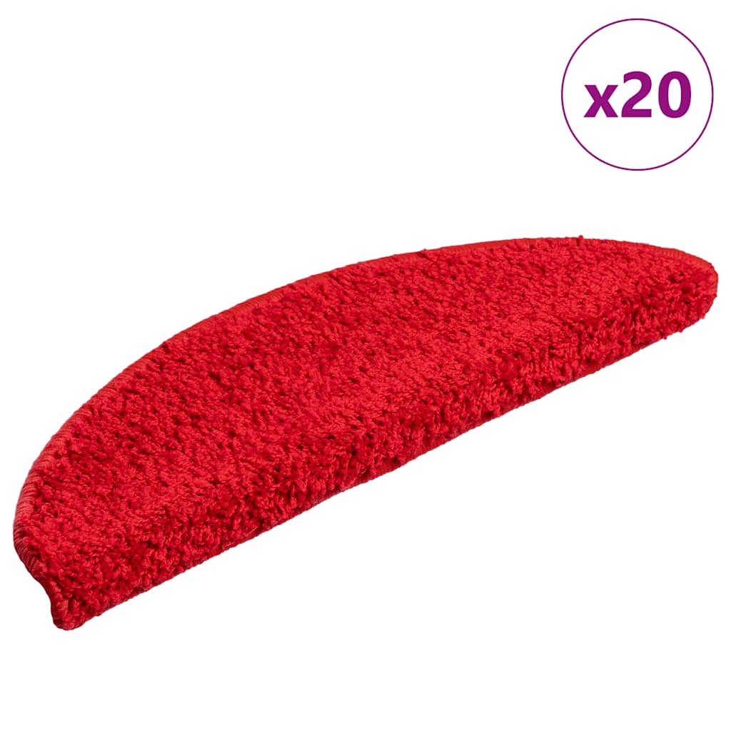 Tapis de marches 20 pces 56x17x3 cm Rouge Semi-rond