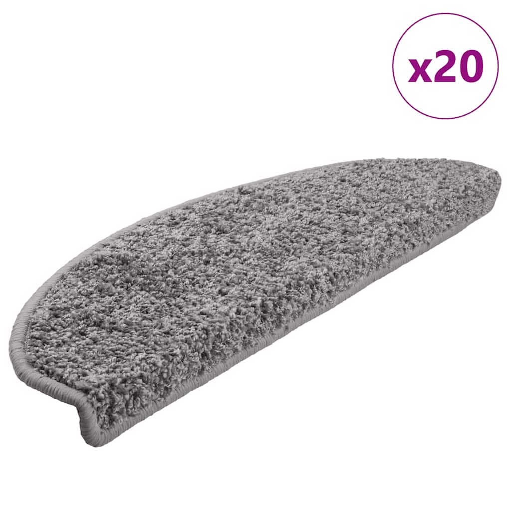 Stair Mats 20 pcs. 65x21x4 cm Grey Semicircular Large