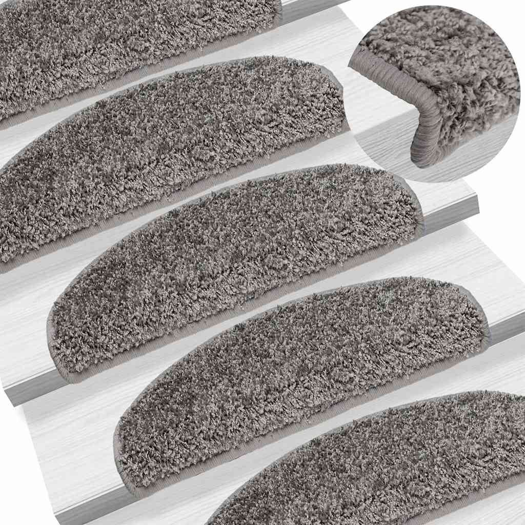 Stair Mats 20 pcs. 65x21x4 cm Grey Semicircular Large