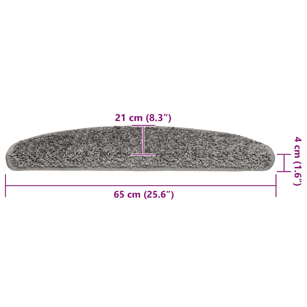 Stair Mats 20 pcs. 65x21x4 cm Grey Semicircular Large