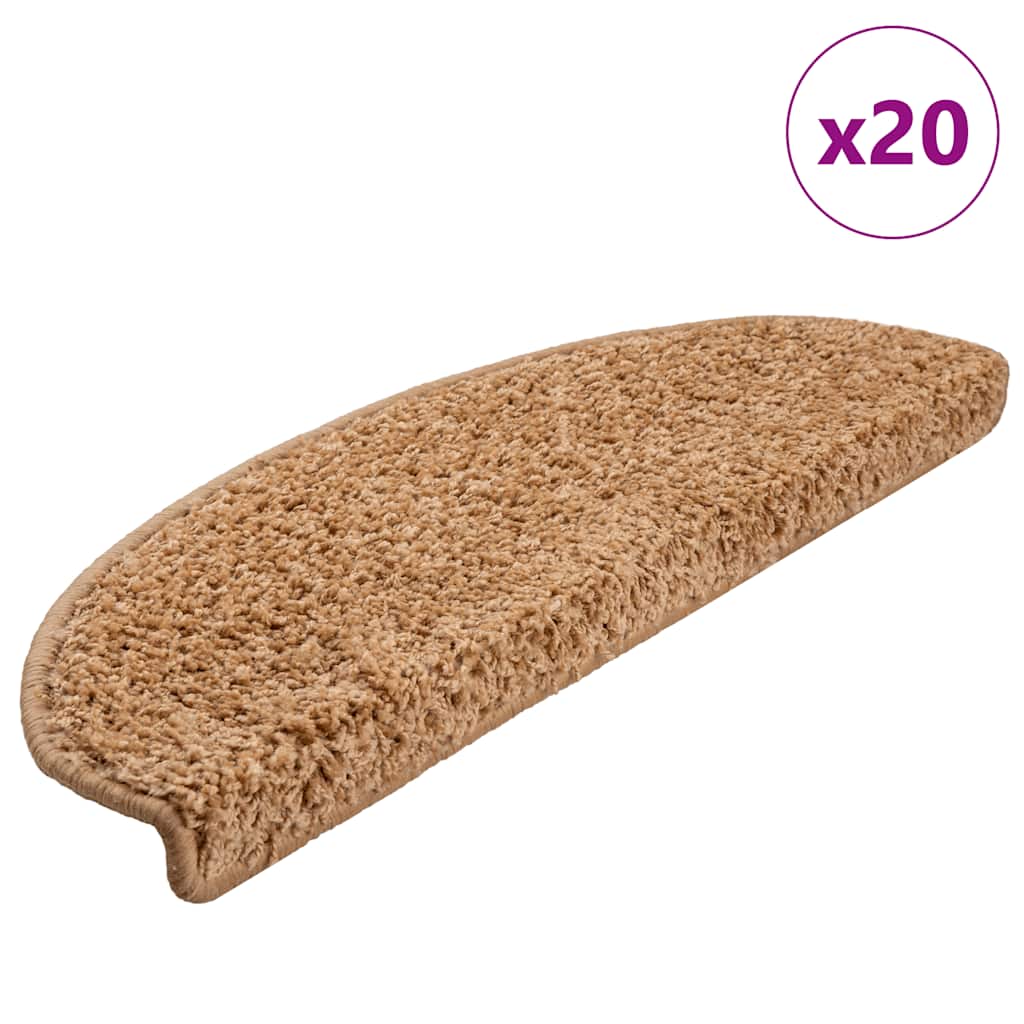 Marches de tapis 20 pièces 65x21x4 cm Beige Semi-rond Grand