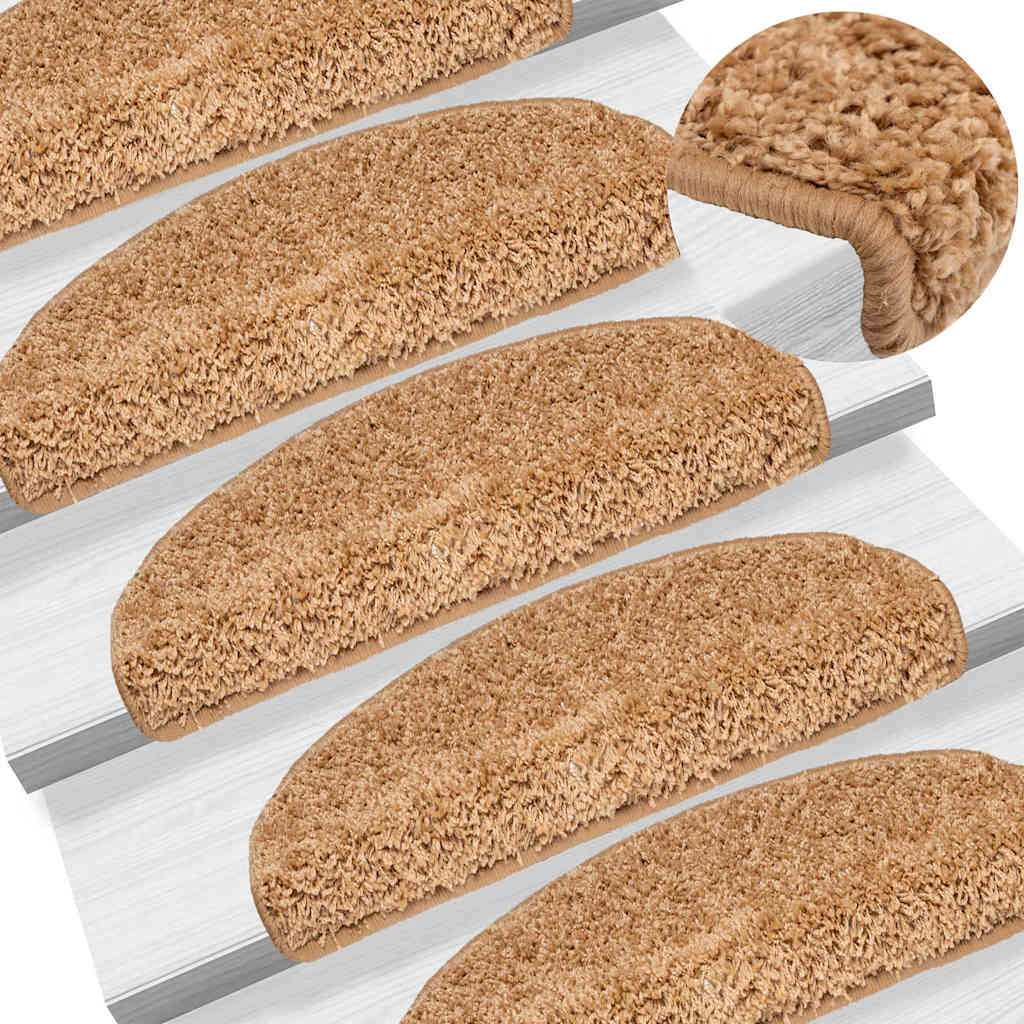 Marches de tapis 20 pièces 65x21x4 cm Beige Semi-rond Grand