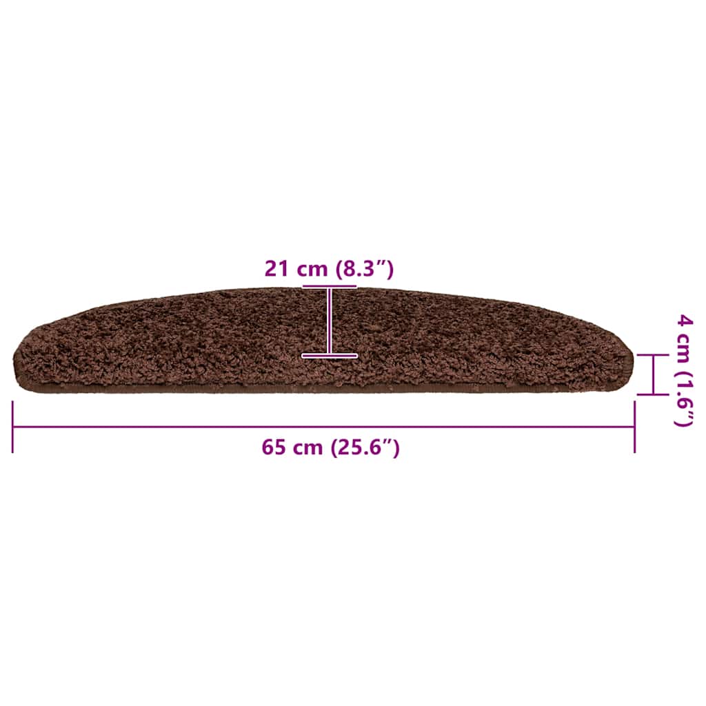 Tapis de marche d'escalier 20 pces 65x21x4 cm Marron Semi-rond Grand