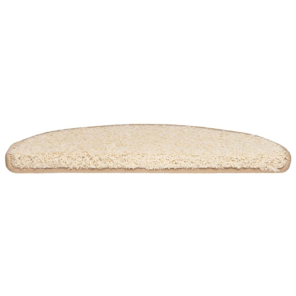 Tapis de marche d'escalier 20 pcs. 65x21x4 cm Crème Semi-rond Grand