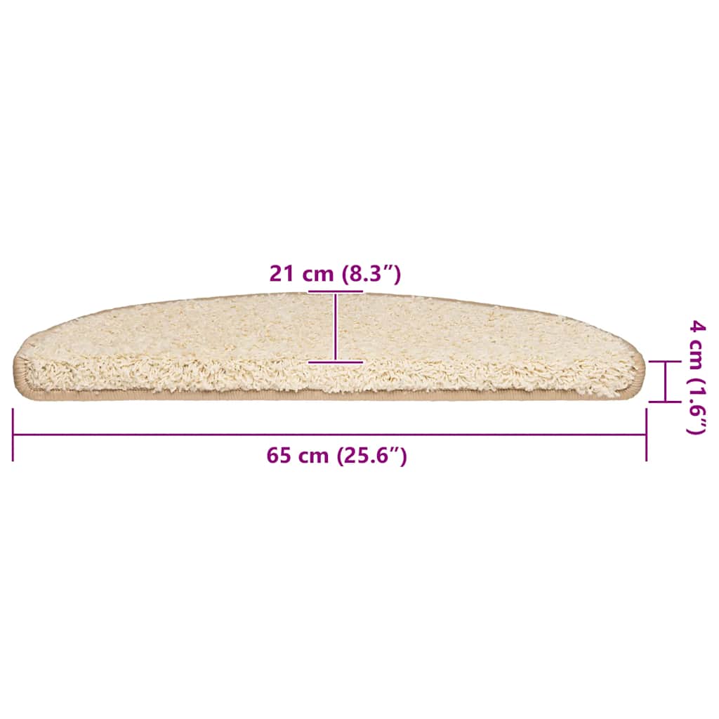 Tapis de marche d'escalier 20 pcs. 65x21x4 cm Crème Semi-rond Grand