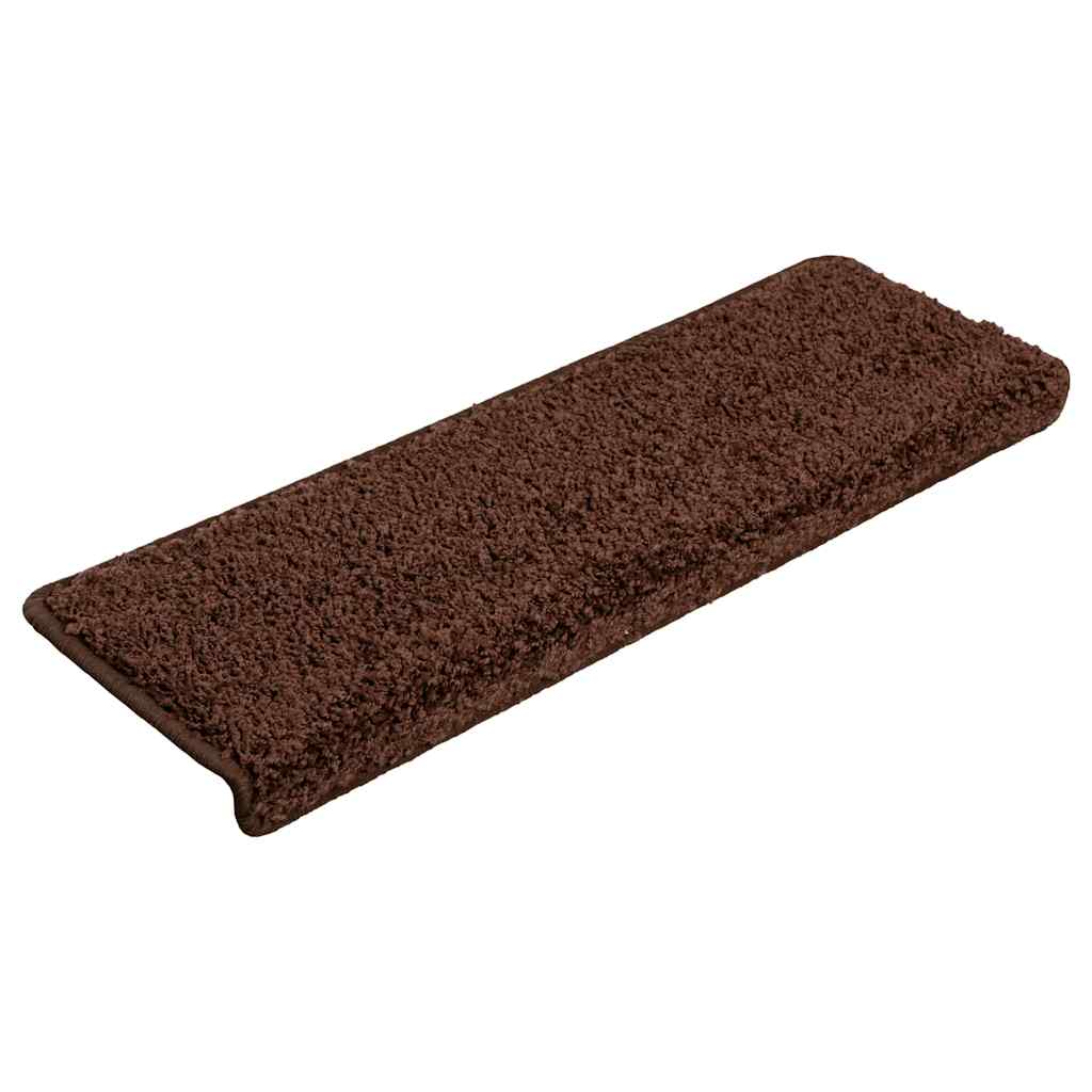 Tapis de marche d'escalier 20 pces 65x21x4 cm Marron Bord rectangulaire