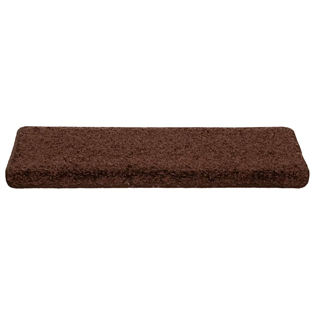 Tapis de marche d'escalier 20 pces 65x21x4 cm Marron Bord rectangulaire