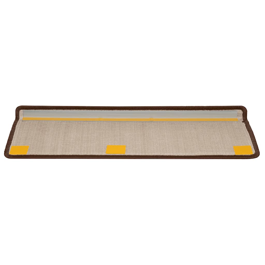 Tapis de marche d'escalier 20 pces 65x21x4 cm Marron Bord rectangulaire