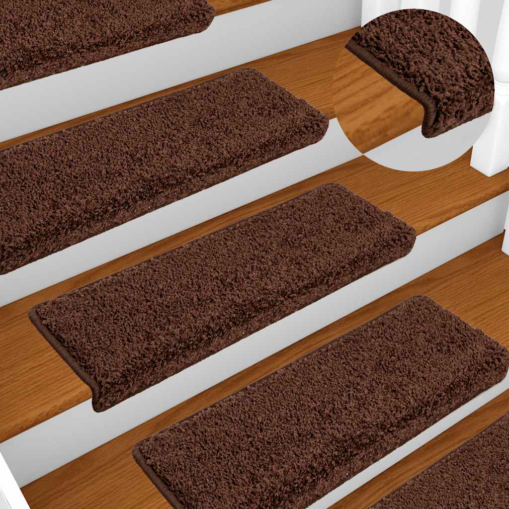 Tapis de marche d'escalier 20 pces 65x21x4 cm Marron Bord rectangulaire