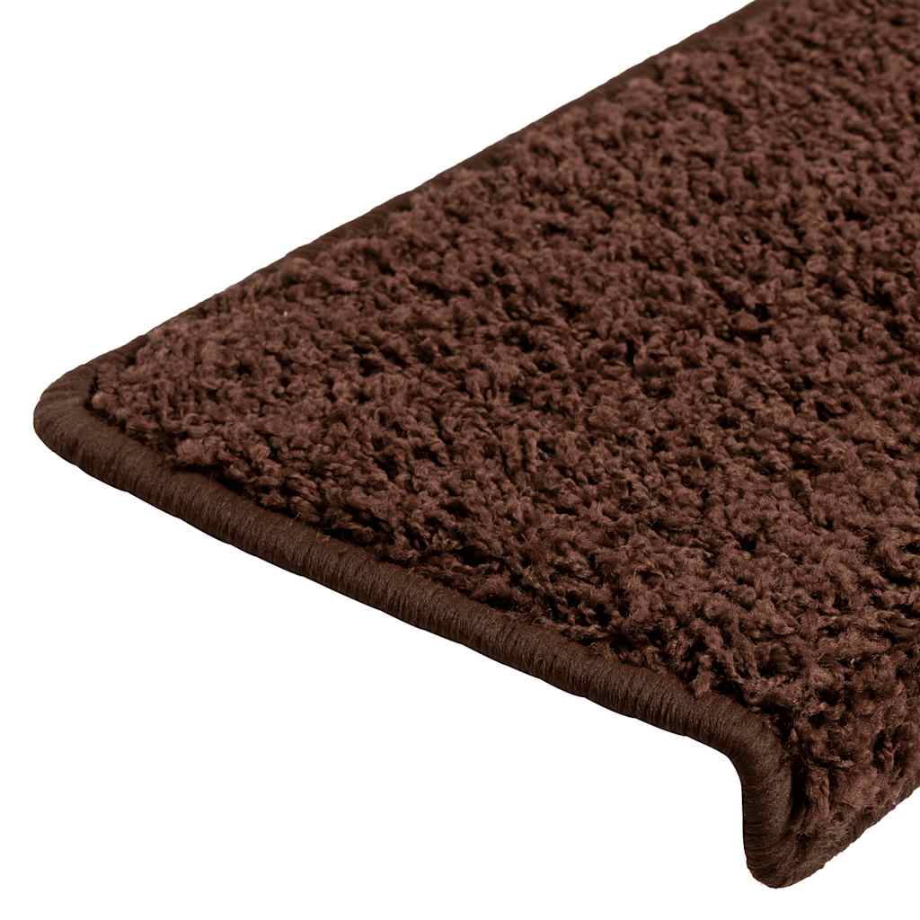 Tapis de marche d'escalier 20 pces 65x21x4 cm Marron Bord rectangulaire