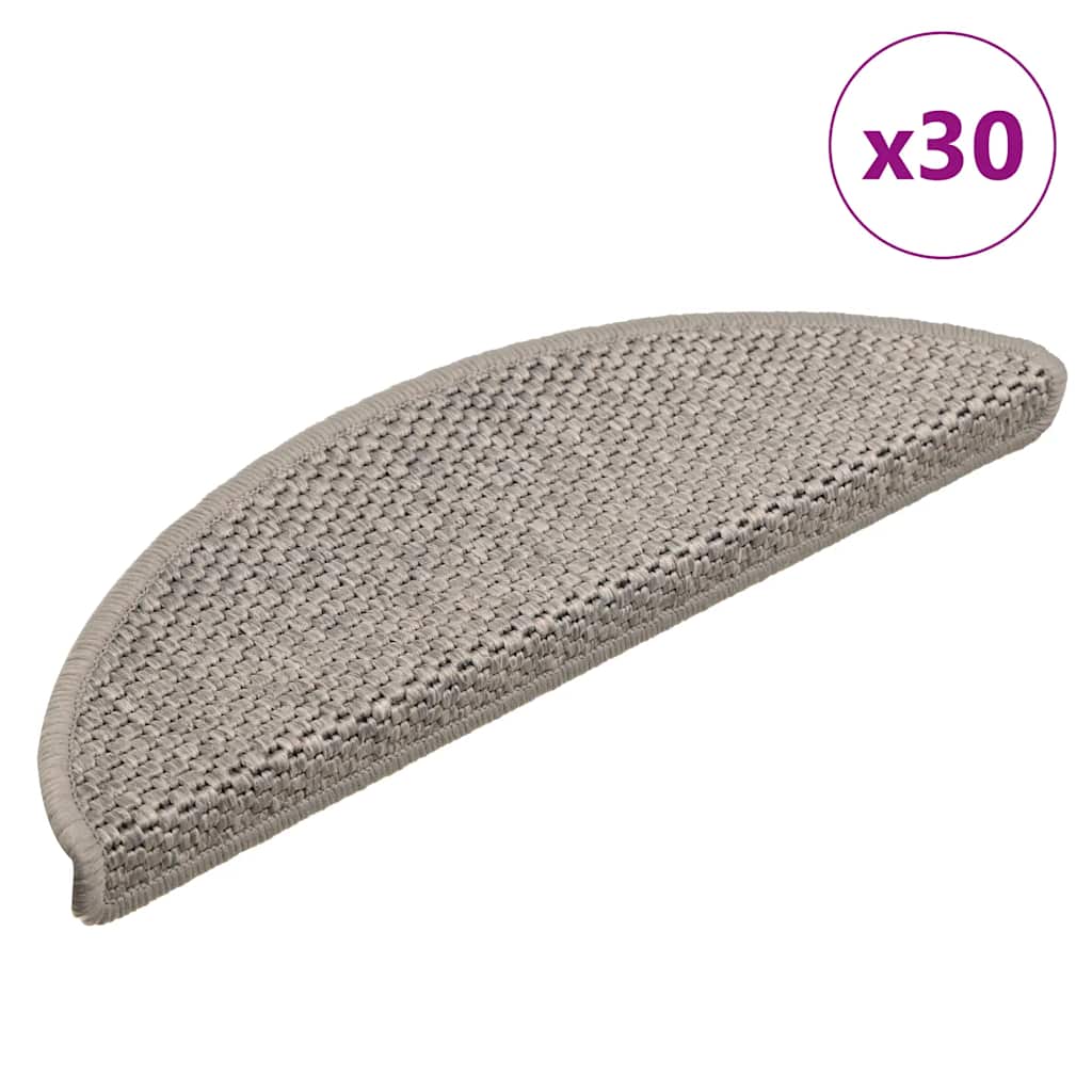 Marches d'escalier auto-adhésives aspect sisal 30 pces. 56x17x3cm Argent