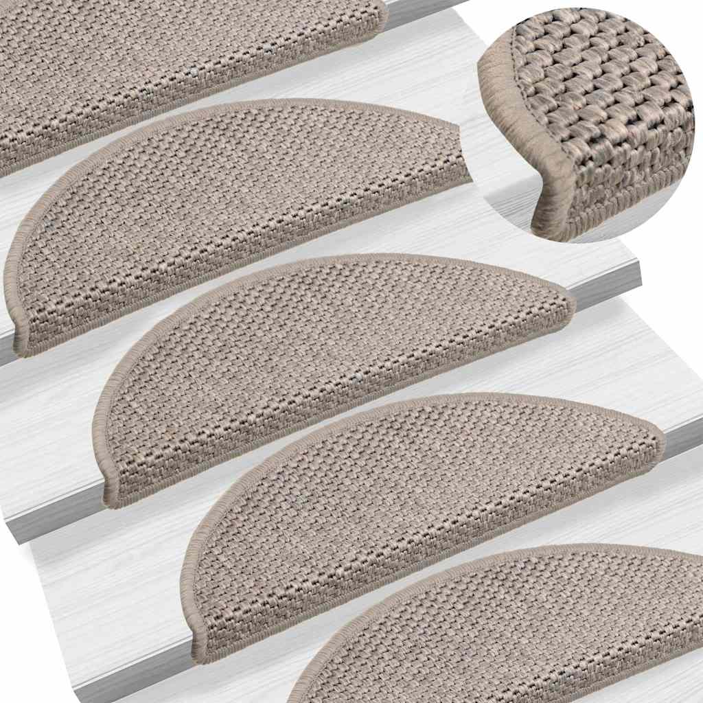 Marches d'escalier auto-adhésives aspect sisal 30 pces. 56x17x3cm Argent