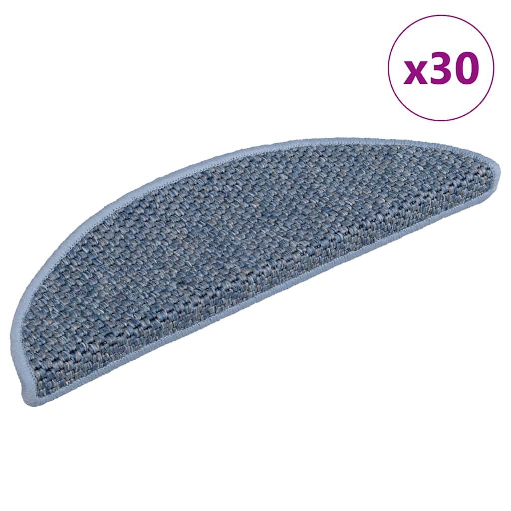 Marches d'escalier auto-adhésives aspect sisal 30 p. 56x17x3cm bleu