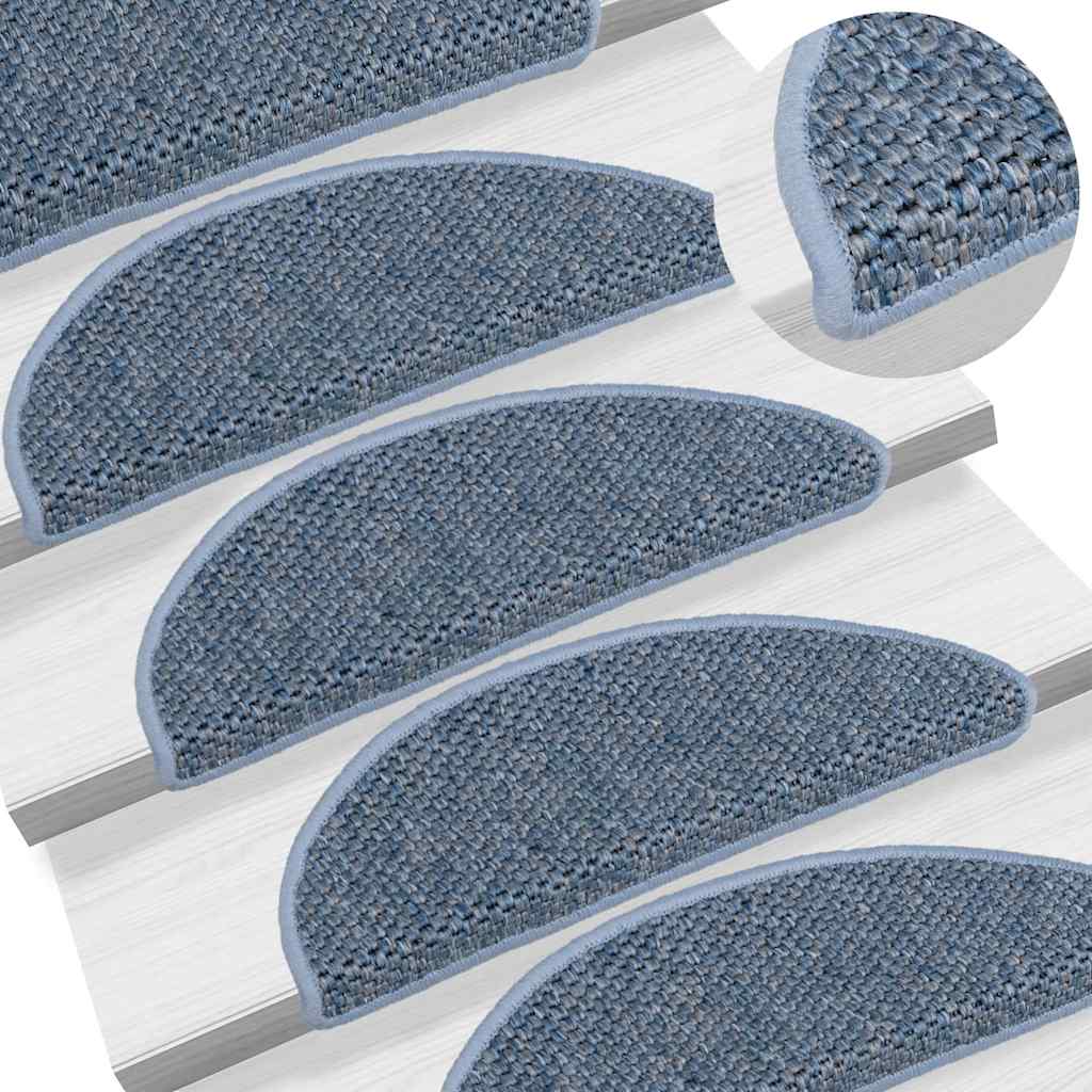 Marches d'escalier auto-adhésives aspect sisal 30 p. 56x17x3cm bleu
