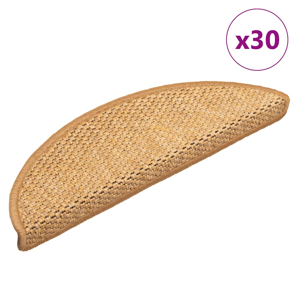Marches d'escalier auto-adhésives aspect sisal 30 pces 56x17x3 cm sisal
