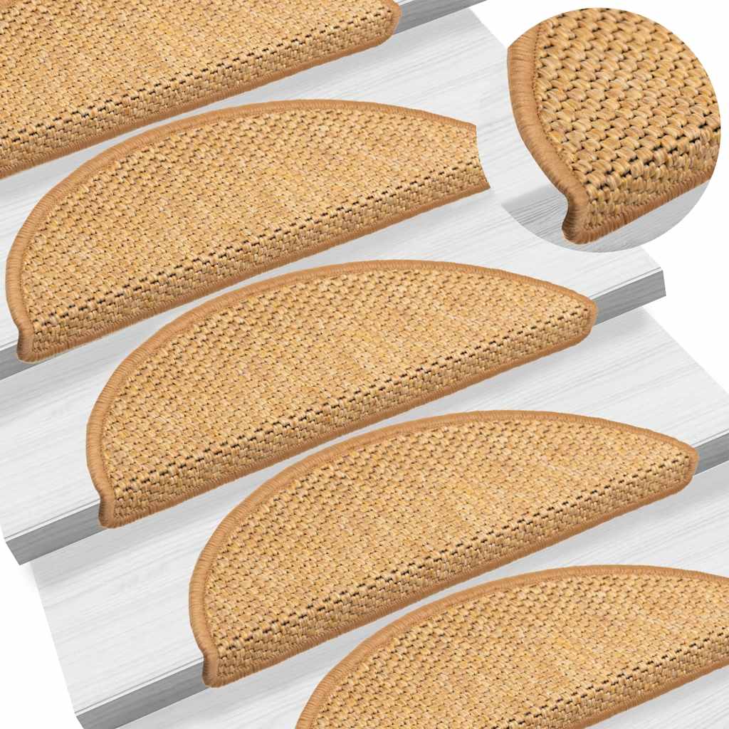 Marches d'escalier auto-adhésives aspect sisal 30 pces 56x17x3 cm sisal