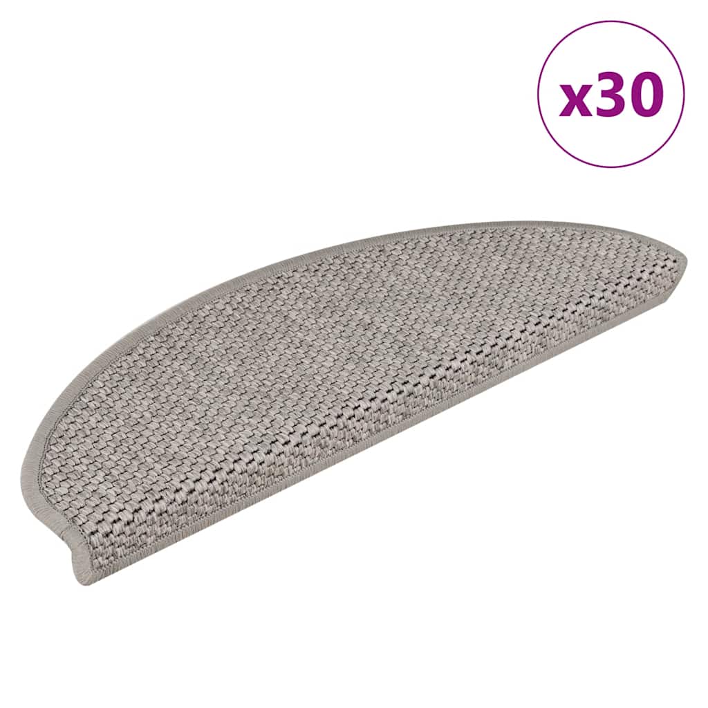 Marches de protection auto-adhésives aspect sisal 30 pièces 65x21x4cm Argent