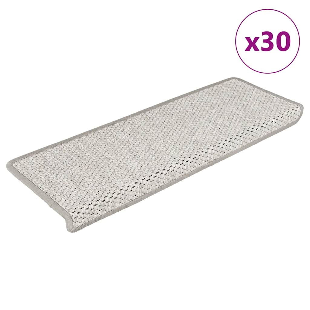 Stair Mats Self-Adhesive Sisal Look 30pcs. 65x21x4cm Platina