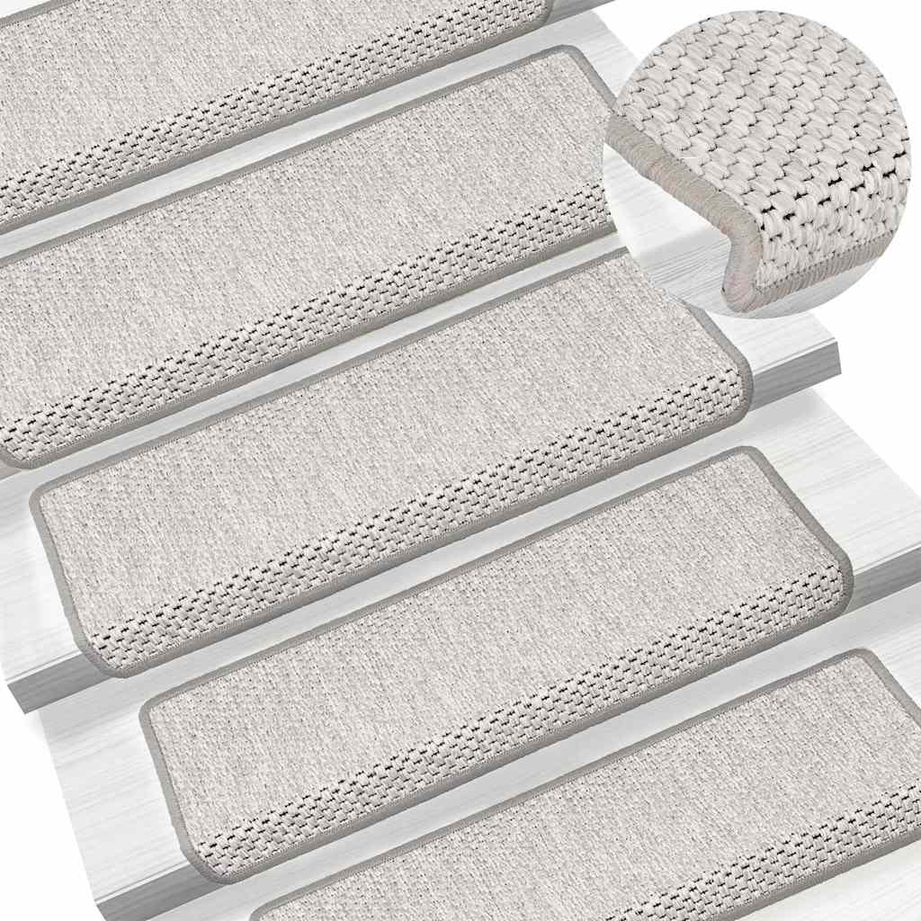 Stair Mats Self-Adhesive Sisal Look 30pcs. 65x21x4cm Platina
