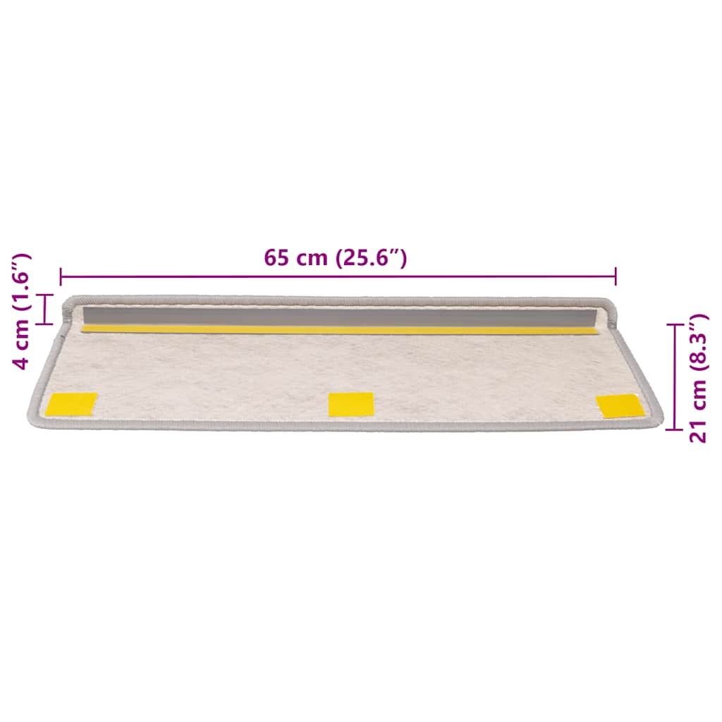 Stair Mats Self-Adhesive Sisal Look 30pcs. 65x21x4cm Platina