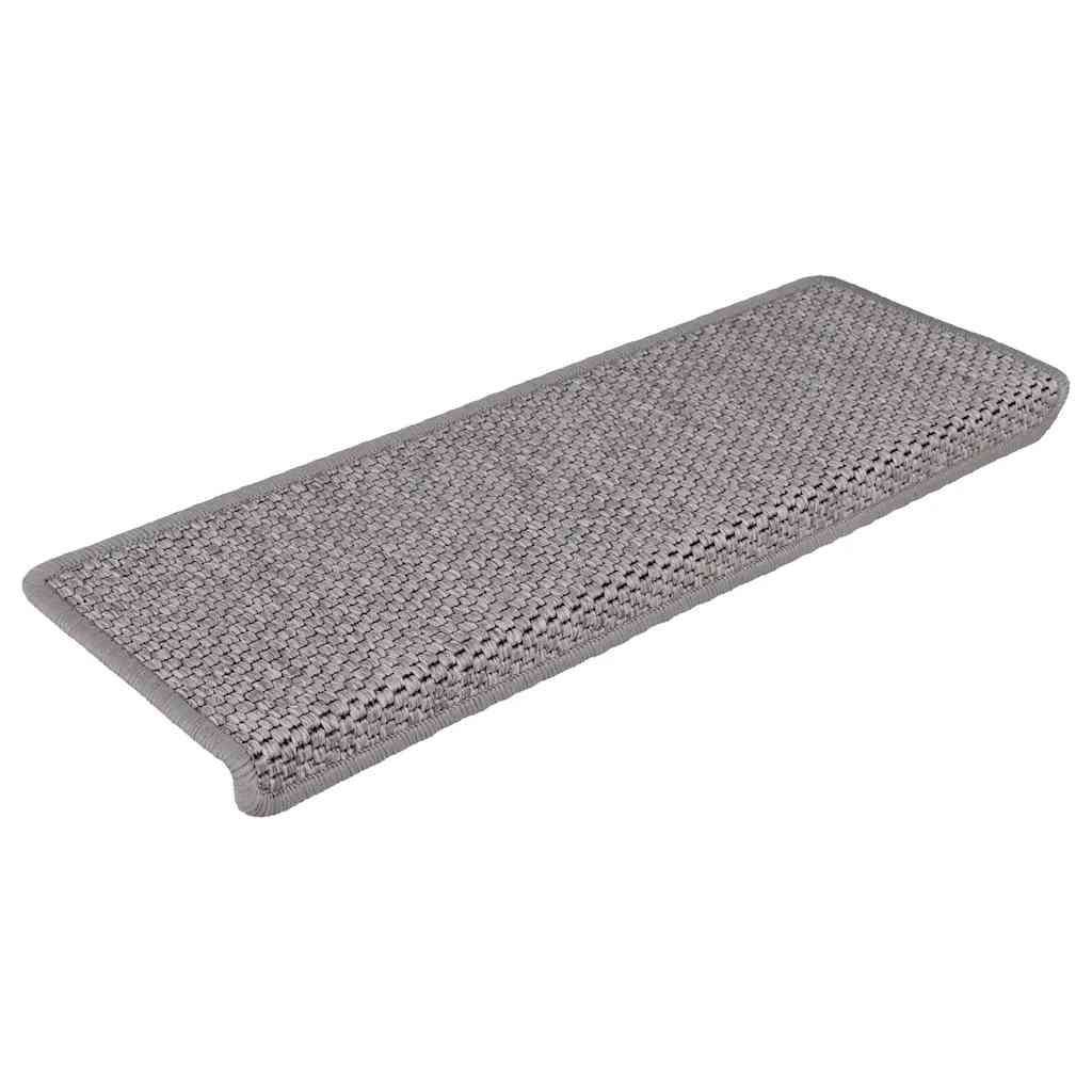 Self-adhesive Sisal Look Stair Mats 30 Pcs. 65x21x4cm Silver