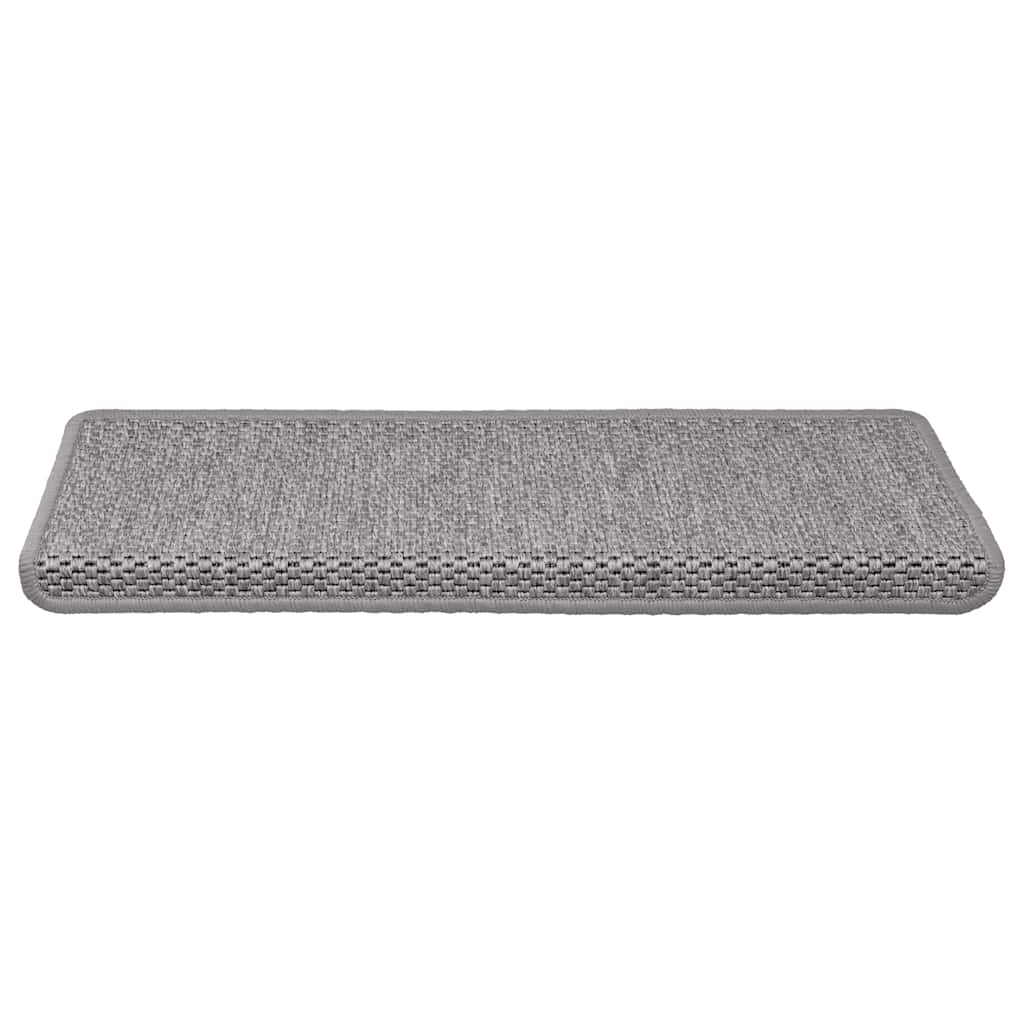 Self-adhesive Sisal Look Stair Mats 30 Pcs. 65x21x4cm Silver