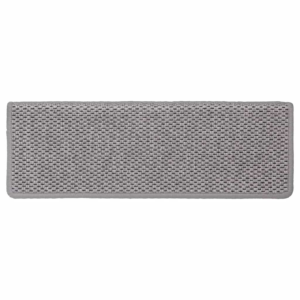 Self-adhesive Sisal Look Stair Mats 30 Pcs. 65x21x4cm Silver
