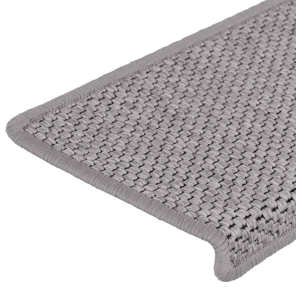 Self-adhesive Sisal Look Stair Mats 30 Pcs. 65x21x4cm Silver
