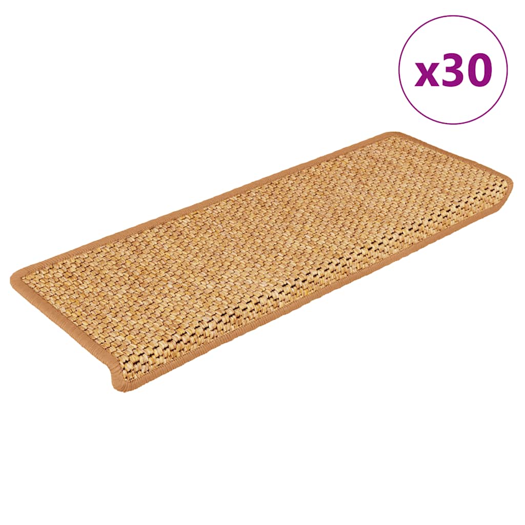 Tapis de marche auto-adhésifs aspect sisal 30 p. 65x21x4cm orange