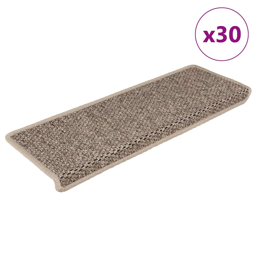 Marches d'escalier auto-adhésives aspect sisal 30 pces 65x21x4cm