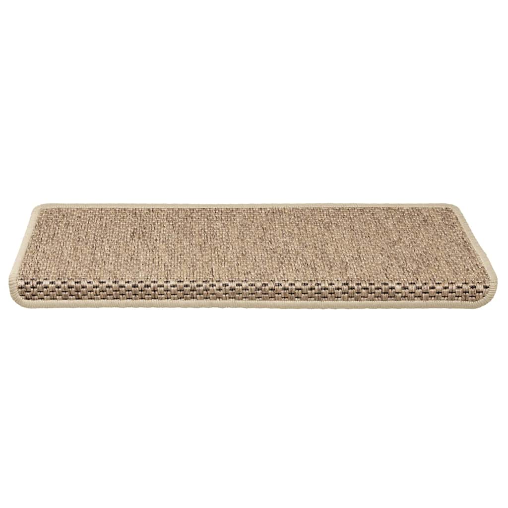 Marches d'escalier auto-adhésives aspect sisal 30 pces 65x21x4cm Sable