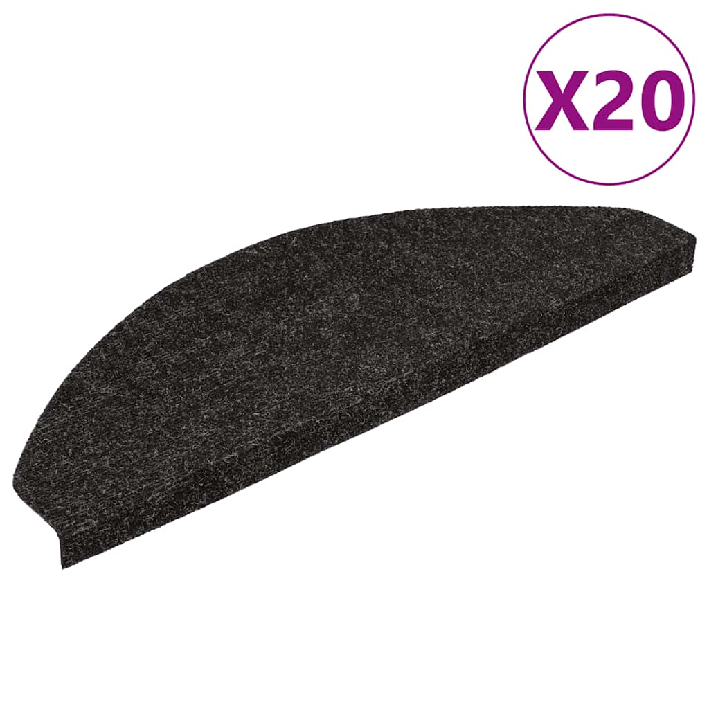 Stair Mats Self-Adhesive 20 pcs. Black 56x17x3 cm