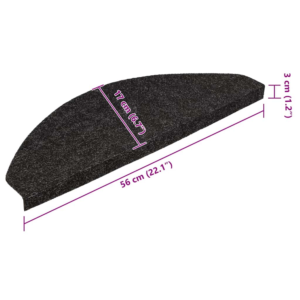 Stair Mats Self-Adhesive 20 pcs. Black 56x17x3 cm