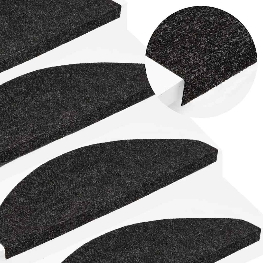 Stair Mats Self-Adhesive 20 pcs. Black 56x17x3 cm