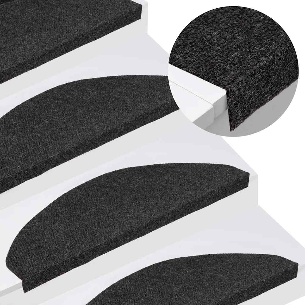 Marches d'escalier auto-adhésives, 20 pièces, noires, 65x22,5x3,5 cm