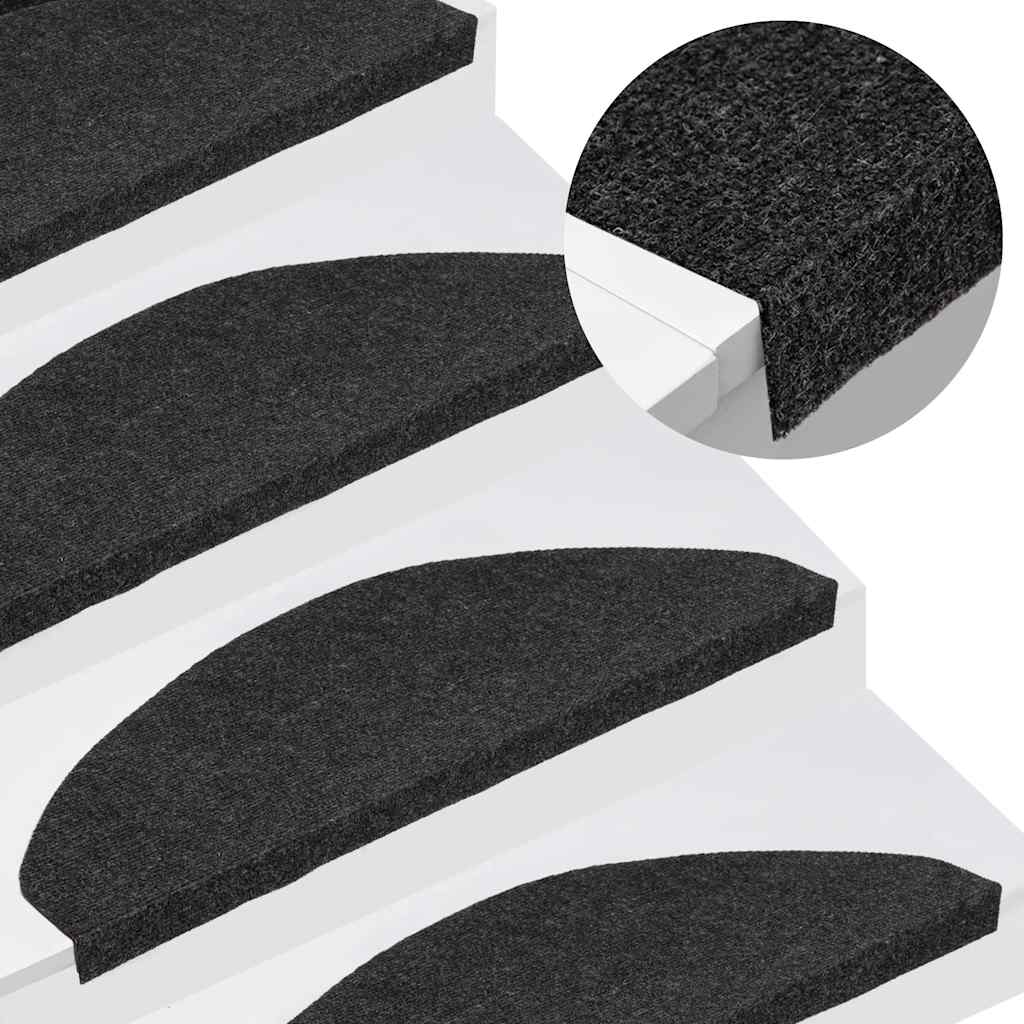 Marches d'escalier auto-adhésives 30 pièces Noir 65x22,5x3,5 cm