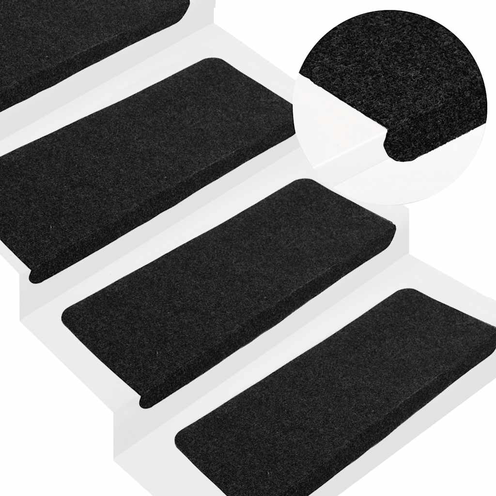 Marches d'escalier autocollantes, 30 pièces, noires, 65x24,5x3,5 cm