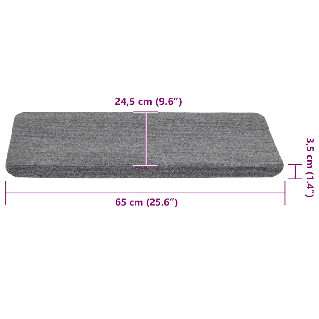 Stair Mats Self-Adhesive 30 pcs. Grey 65x24.5x3.5 cm