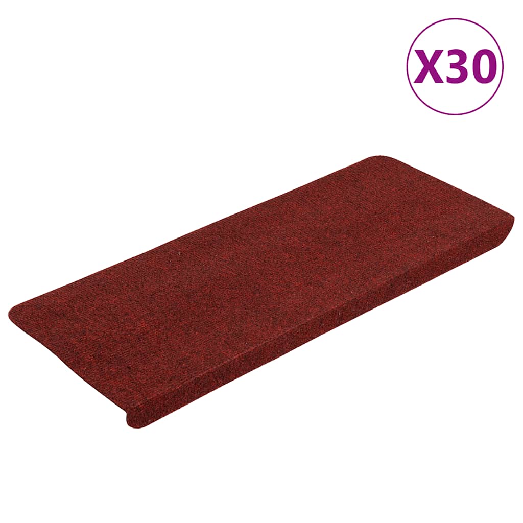 Marches d'escalier auto-adhésives 30 pièces Rouge 65x22,5x3,5 cm