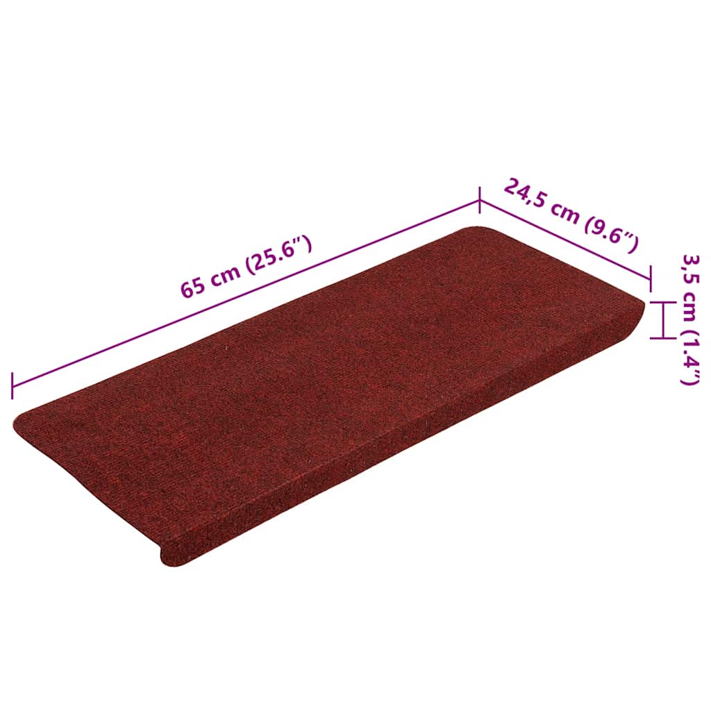 Marches d'escalier auto-adhésives 30 pièces Rouge 65x22,5x3,5 cm