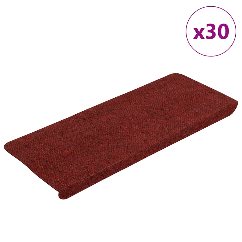 Marches d'escalier auto-adhésives 30 pièces Rouge 65x24,5x3,5 cm