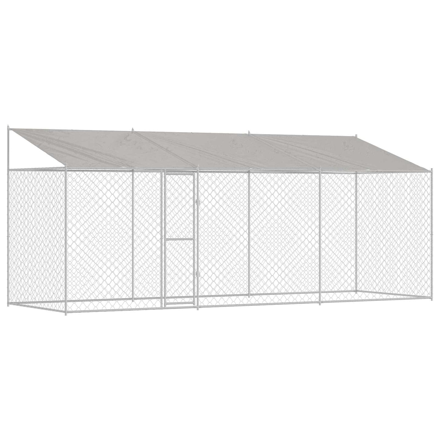 Hundekäfig mit Dach Silber 600 x 200 x 256 cm Stahl und PE