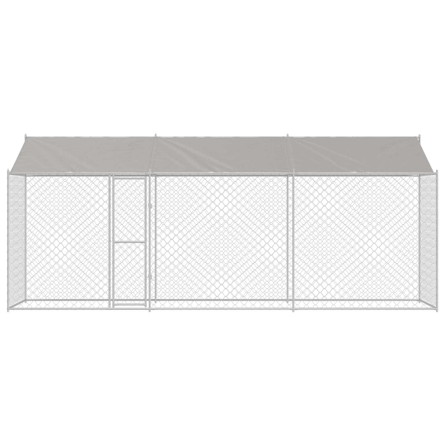 Hundekäfig mit Dach Silber 600 x 200 x 256 cm Stahl und PE