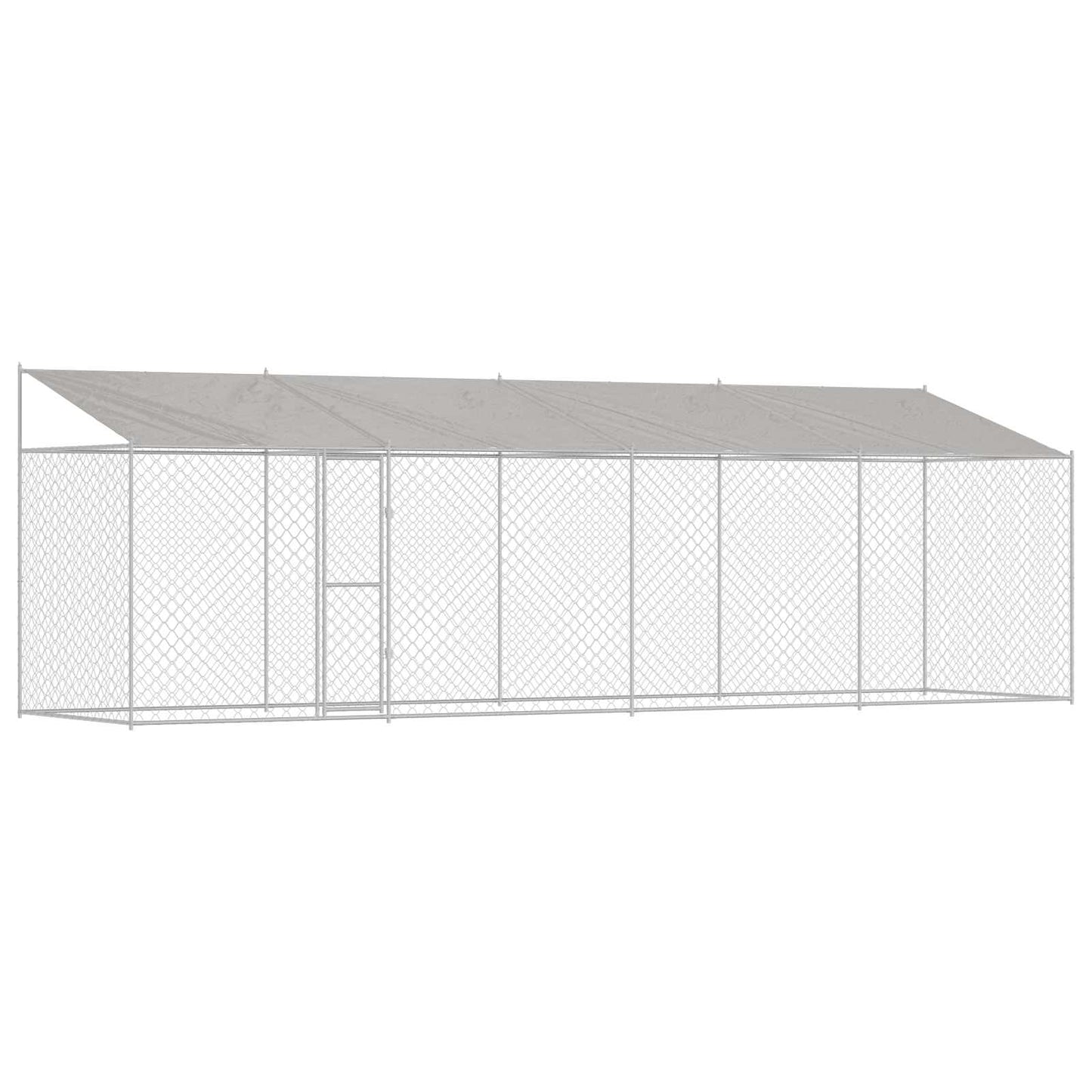 Hundekäfig mit Dach Silber 800 x 200 x 256 cm Stahl und PE